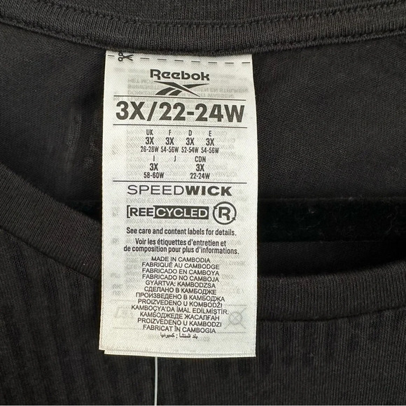 Reebok Women’s Black Speed-Wick Burnout Athletic Short Sleeve Top Size 3X NWT - Picture 4 of 8